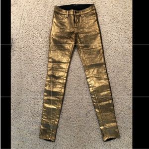 J Brand metallic gold foil skinny jeans size 23